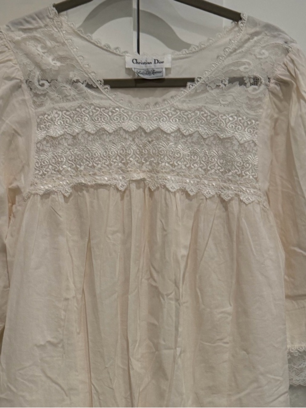 Christian Dior Vintage Peach Pink Nightgown W Ivory Lace Oversized OS Fit in EUC - Picture 10 of 13
